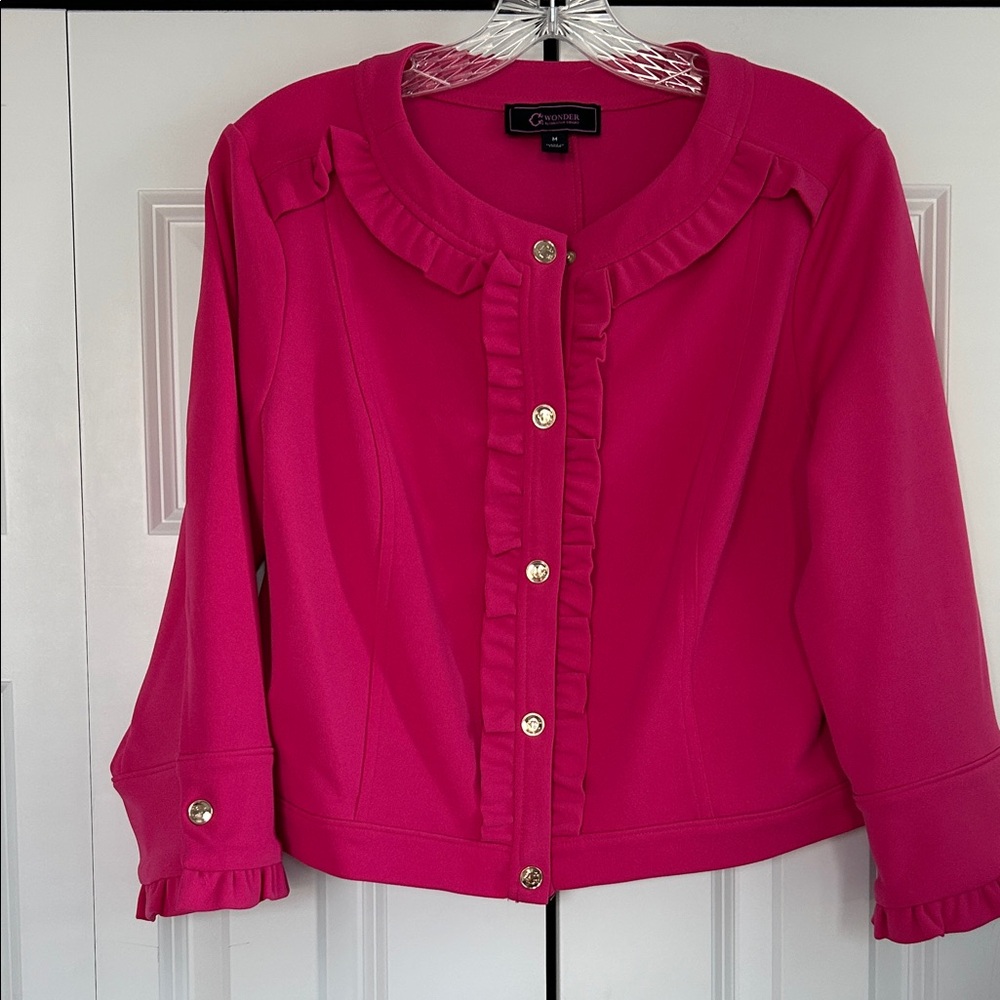 C. Wonder Hot Pink Ruffle Button-Up Jacket M